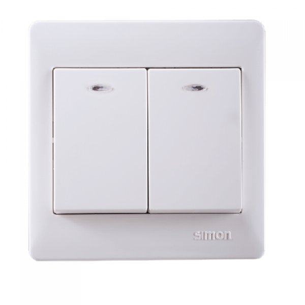 Bộ công tắc nút nhấn đôi có đèn Led Simon 51023BF